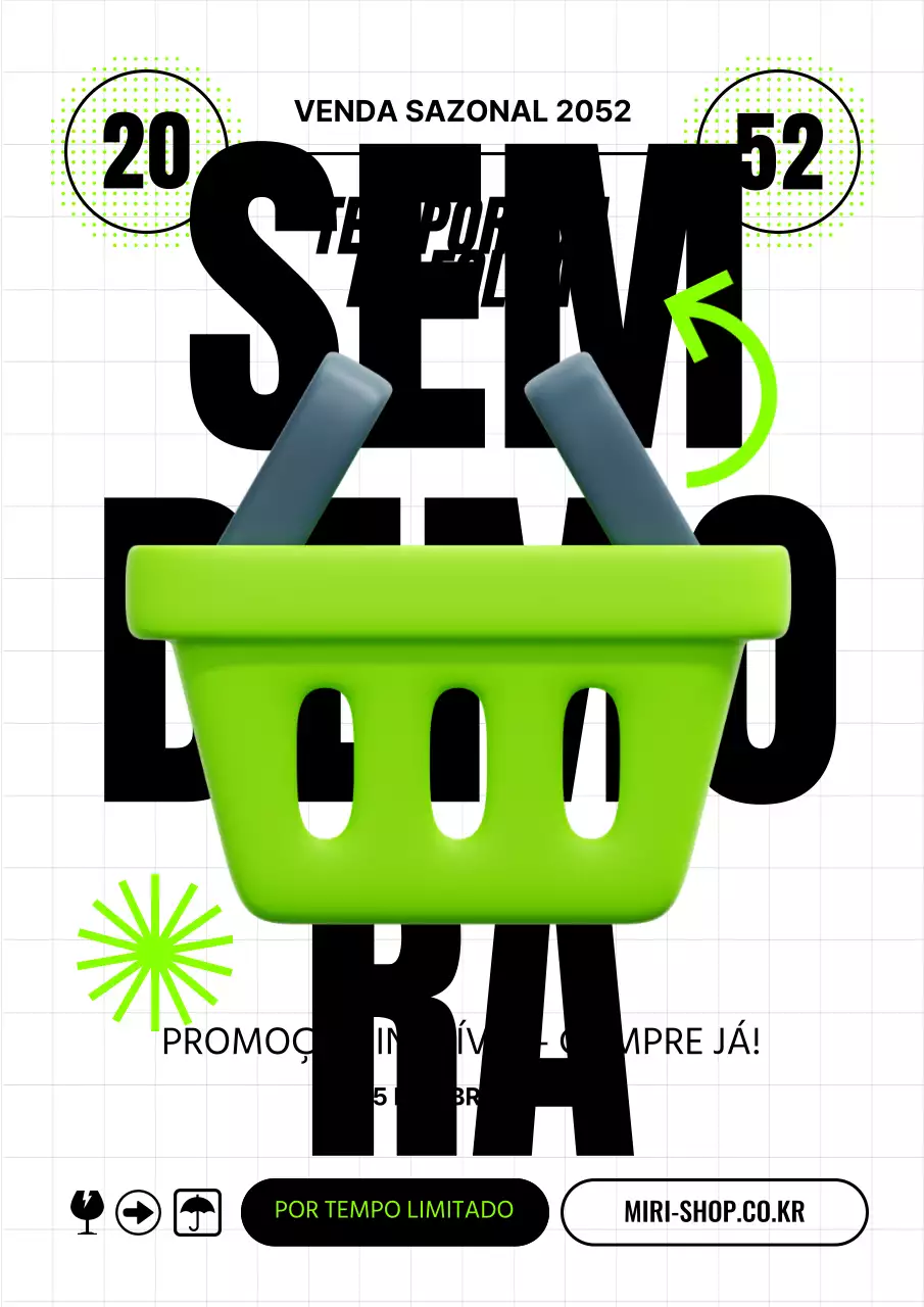 Promover os saldos do centro comercial da moda em cores fluorescentes e preto