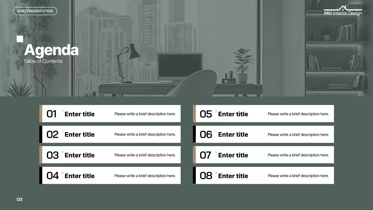 카키색과 하늘색의 모던한 인테리어 공사지명원 보고서