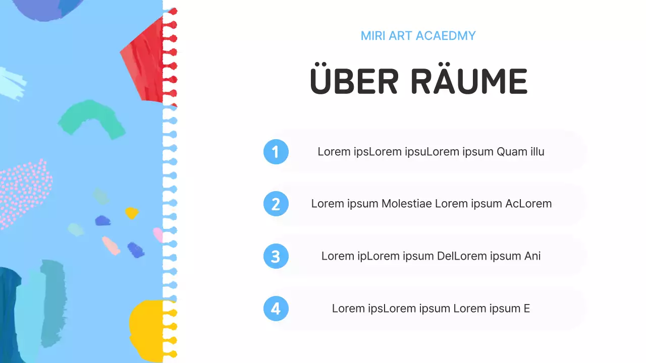 Eine hellblaue und rosa Einführung in eine schöne Kunstschule