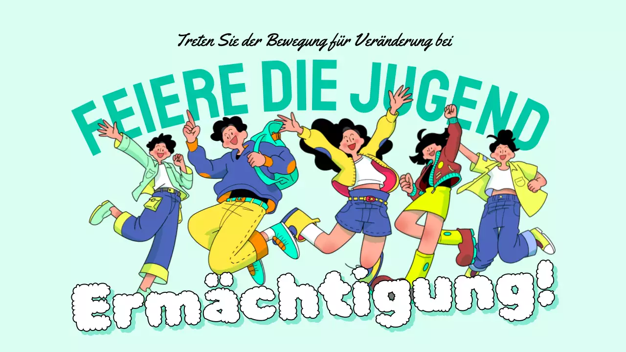 Feiern Sie den Tag der Jugend mit einem trendigen mintfarbenen Haupttitel