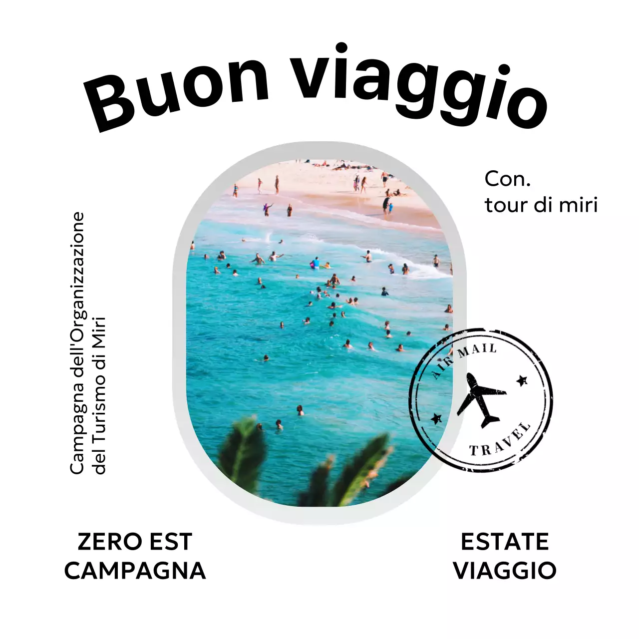 Campagna di viaggio con foto di spiagge in cornici per finestre