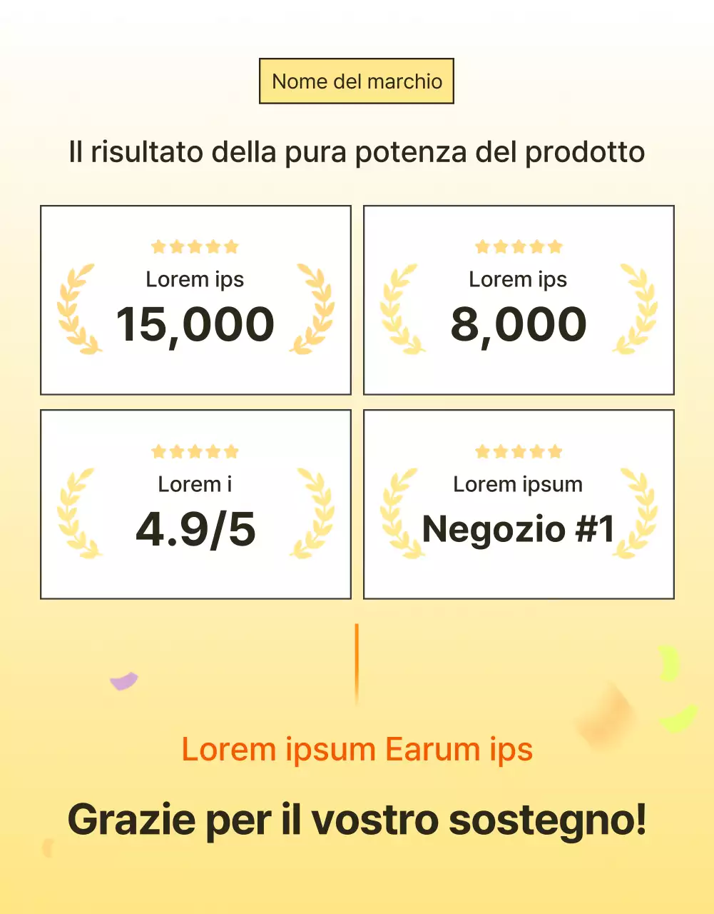 Promozione semplice, ottimizzata per i dispositivi mobili e dettagliata dei cosmetici per la cura della pelle in giallo e arancione