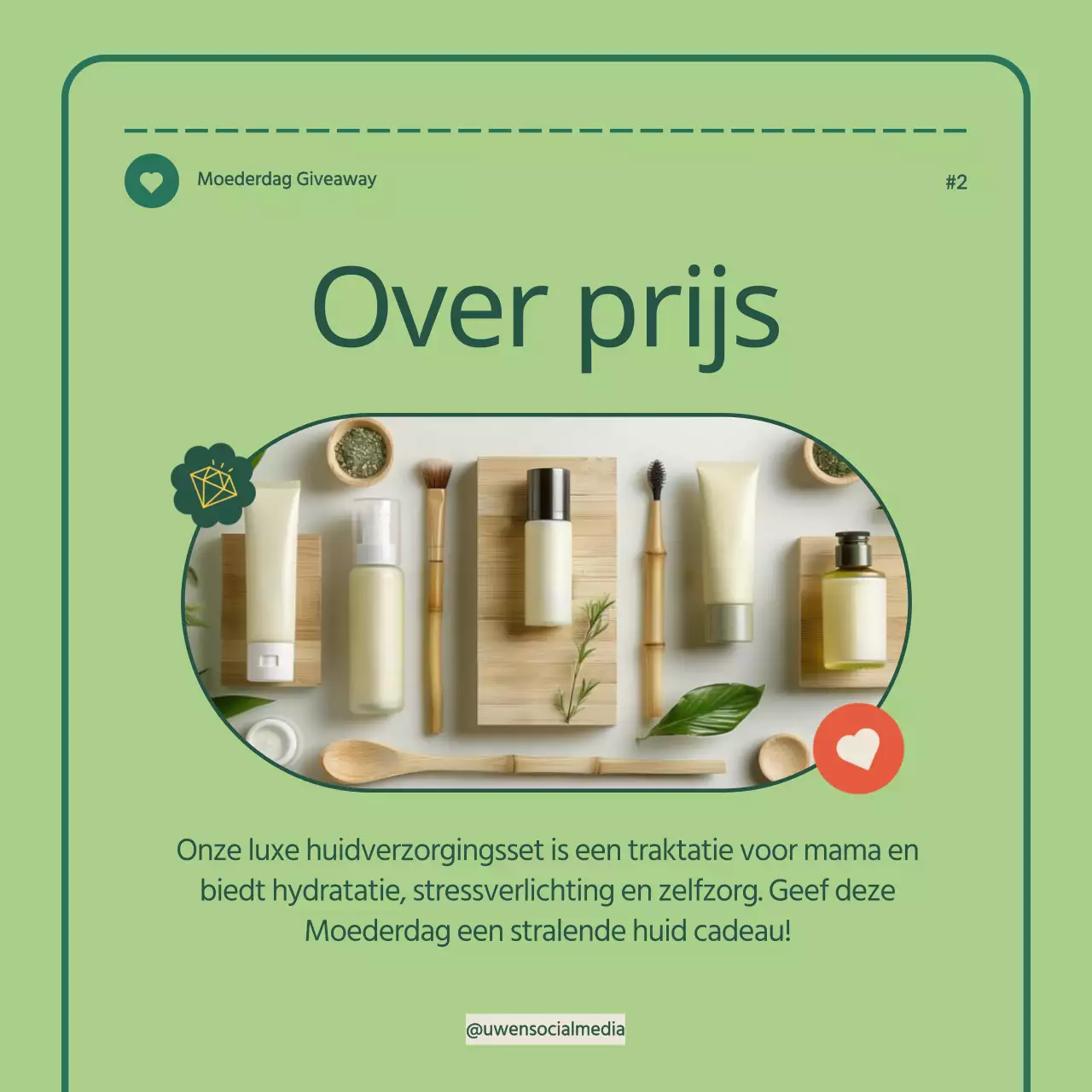 Groen Beige Eenvoudig Modern Moederdag Giveaway Aankondiging Instagram Carrousel