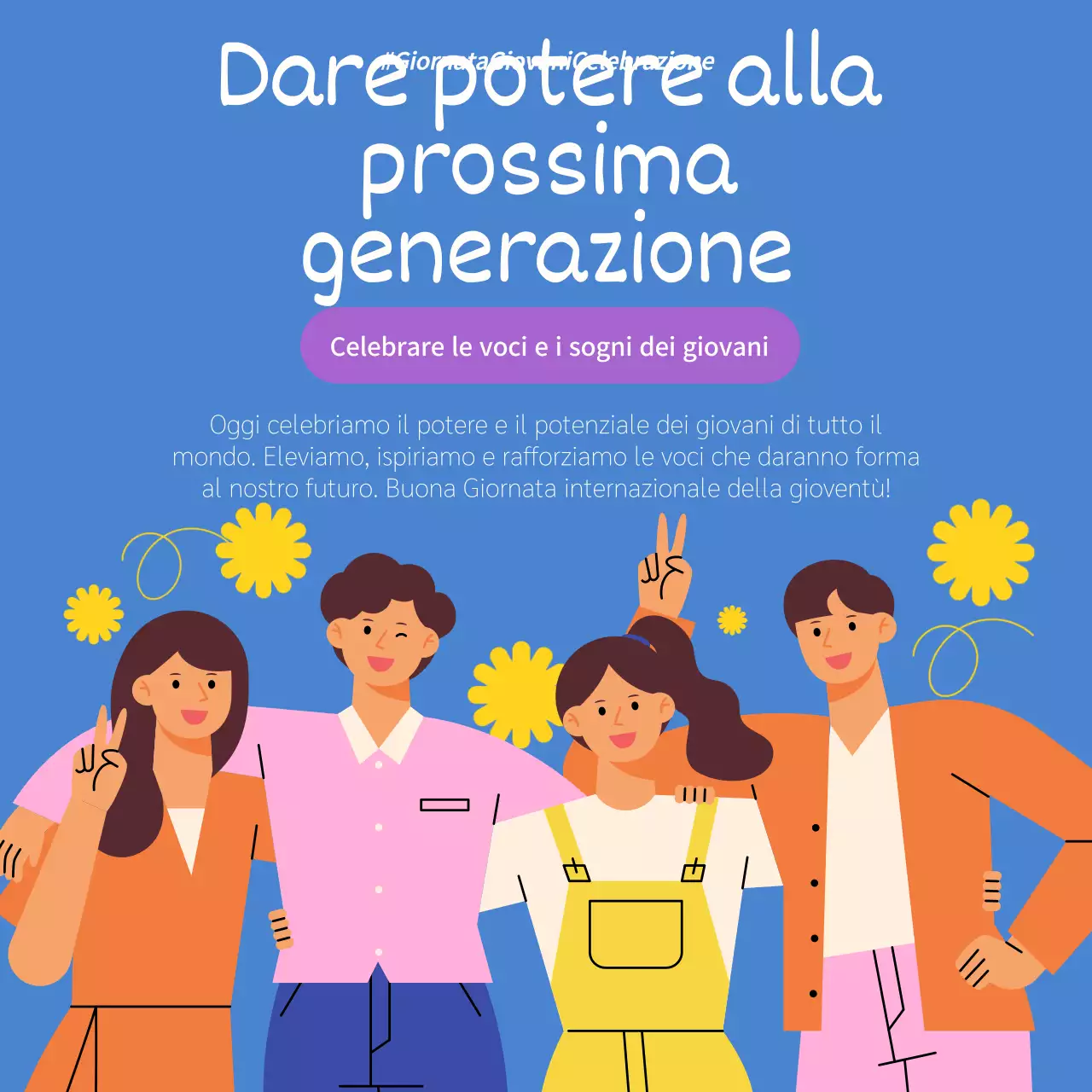 Pubblicità della Giornata della gioventù moderna blu e viola