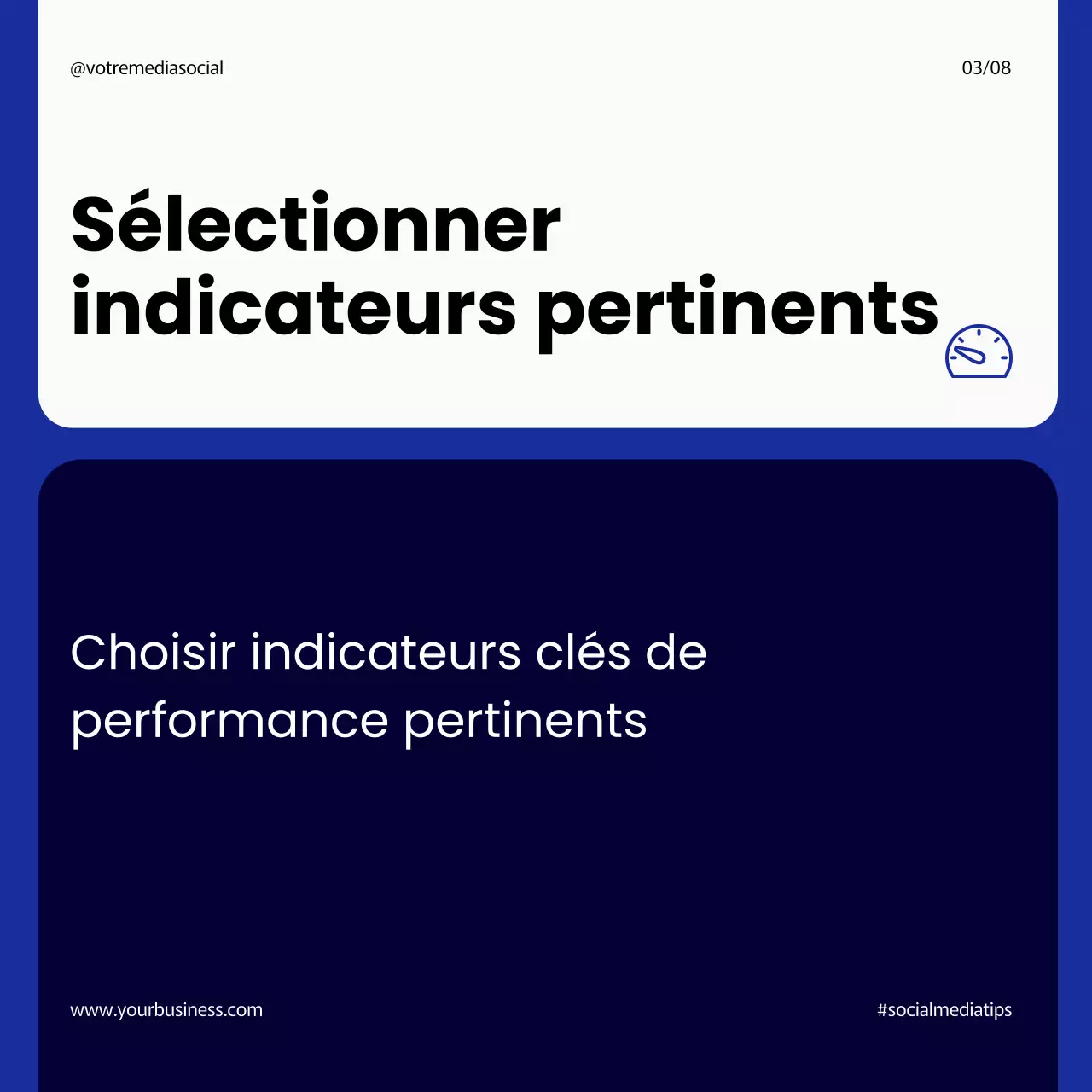 Navy Modern Simple Bold Steps to Implementing Effective KPIs Management Instagram Carousel Post (en anglais)