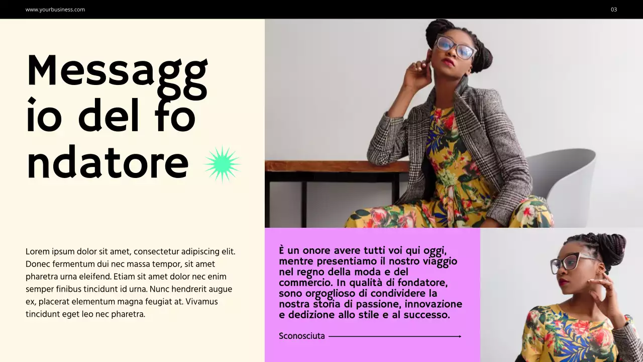 Purple Green Bold Fashion Profilo aziendale Introduzione dell'azienda