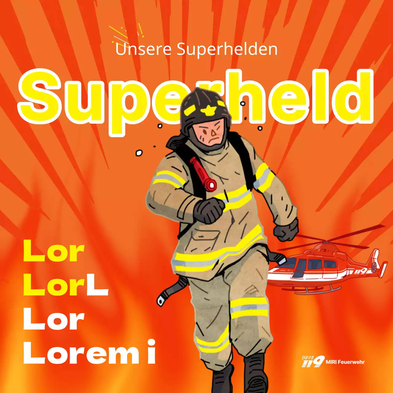 Rot und gelb hervorgehobene Informationen zur Brandbekämpfungsfeier