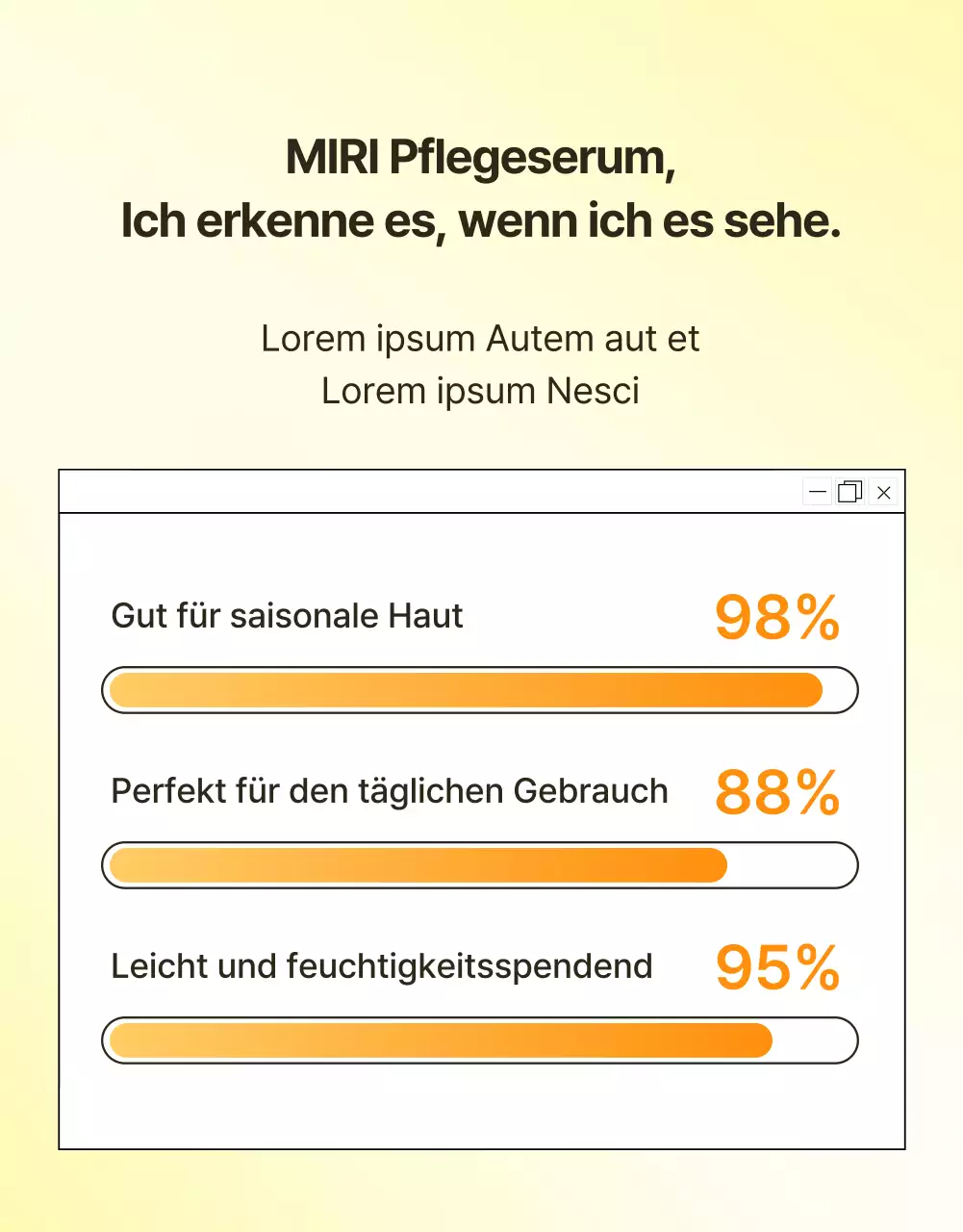 Förderung einfacher Hautpflegekosmetik in Gelb und Orange