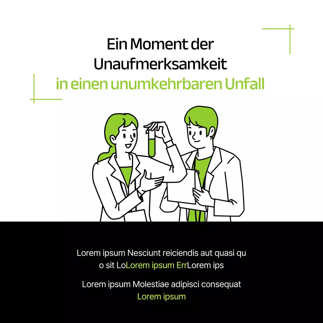Moderne, lindgrüne Materialien für die Sicherheitsschulung im Labor