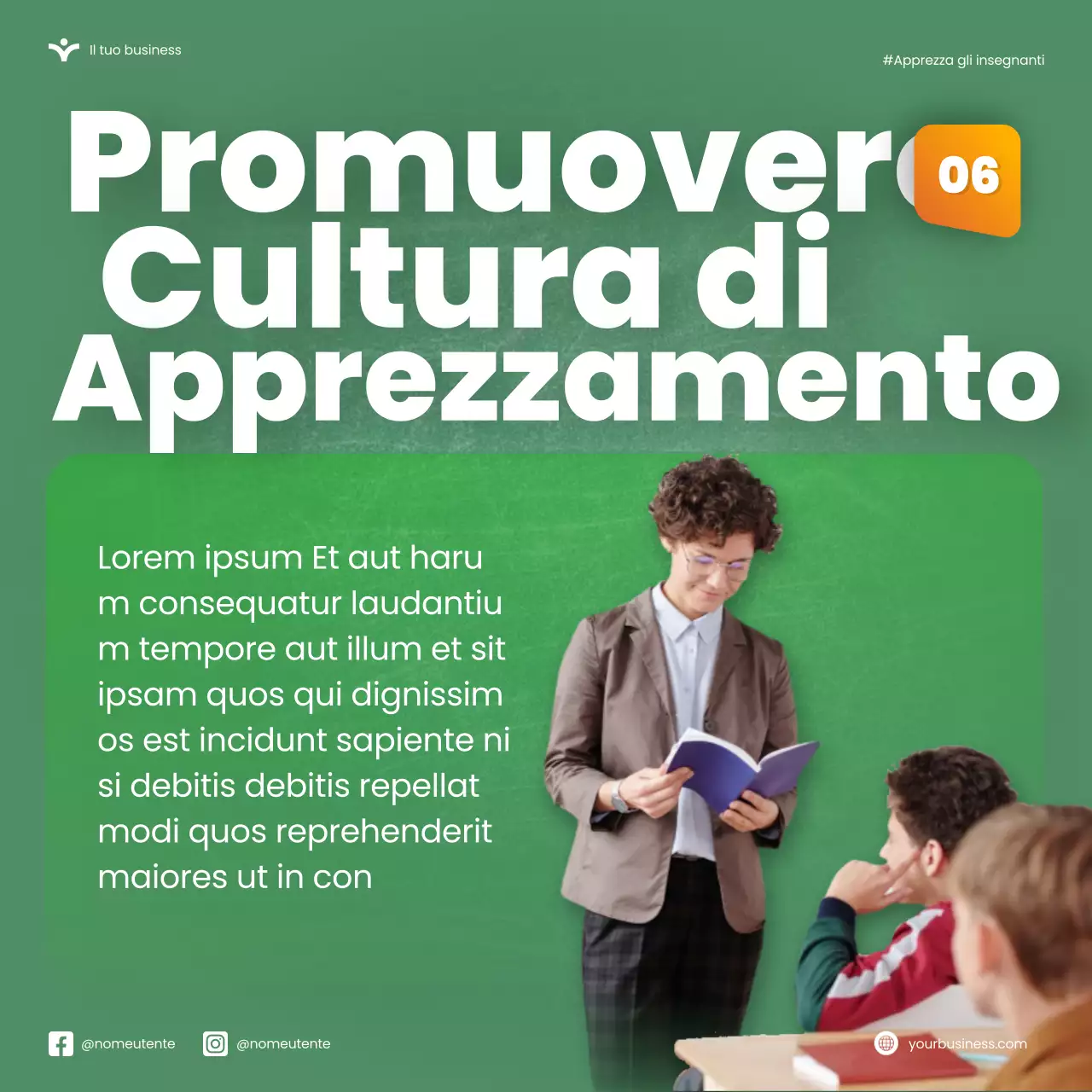 Verde Arancione Moderno Settimana nazionale di apprezzamento degli insegnanti Microblog Carosello di suggerimenti