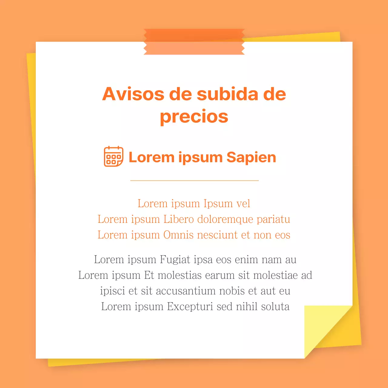 Guía básica de subida de precios en naranja y amarillo