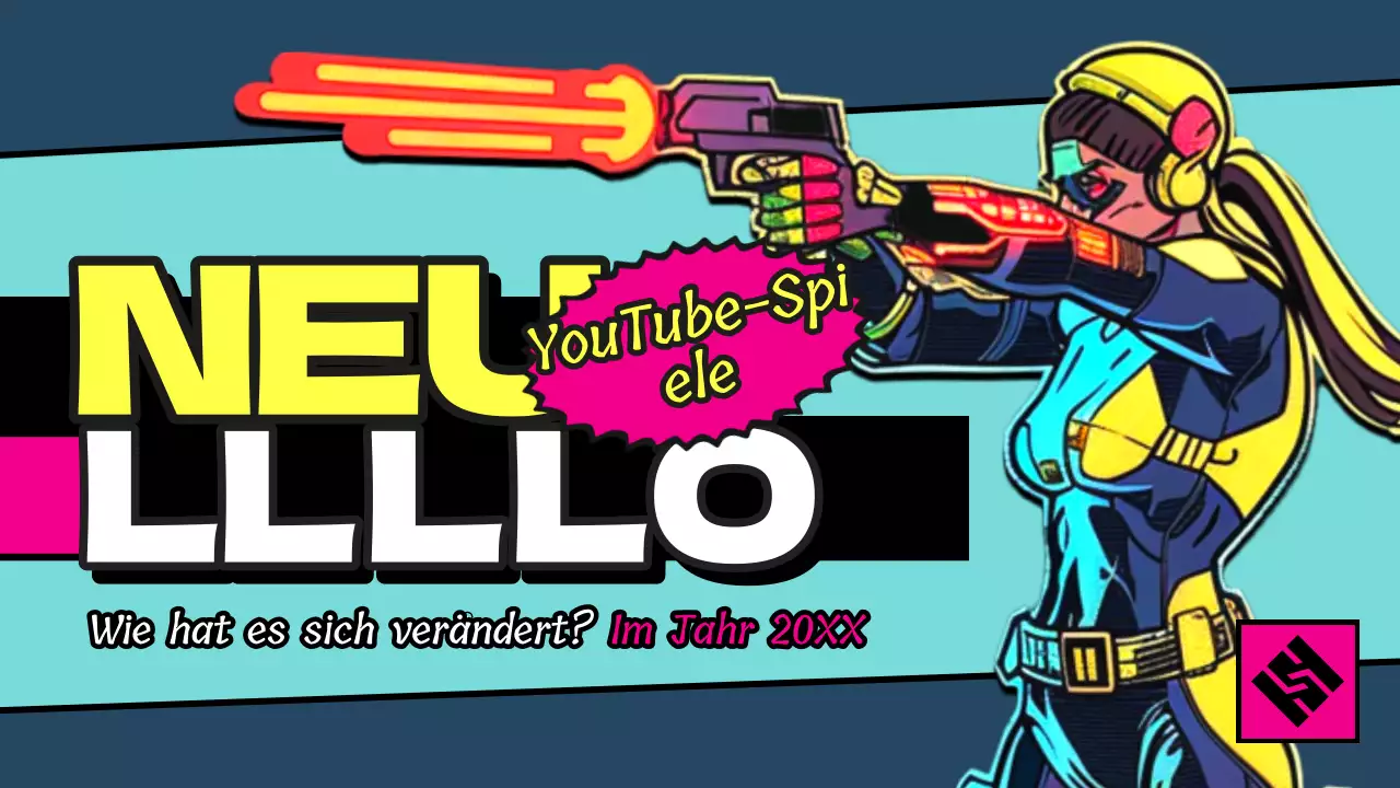 Retro-Gaming-YouTube-Miniaturansicht in Rosa und Gelb