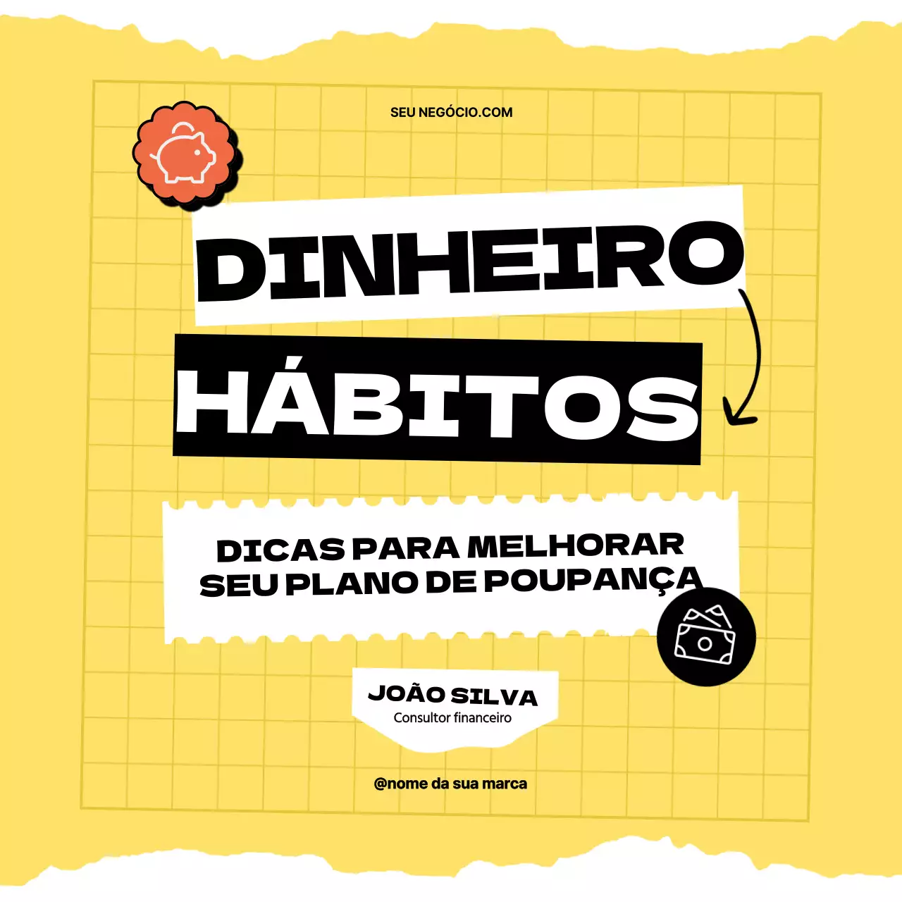 Amarelo Preto Geométrico Pop Dicas para melhorar o seu plano de poupança Instagram Carousel