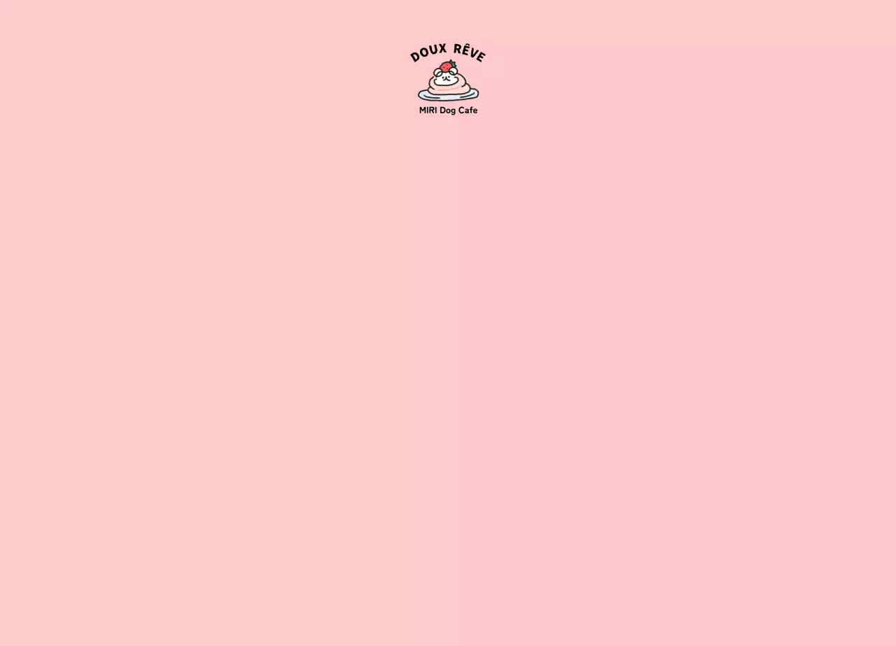 Un café dessert simple et mignon avec des sucreries et des illustrations de chiots.