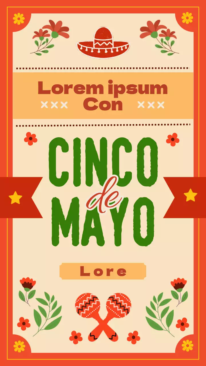 Rojo Naranja Felicitación Clásica Tradicional Celebra el Cinco de Mayo Instagram Story