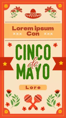 Rojo Naranja Felicitación Clásica Tradicional Celebra el Cinco de Mayo Instagram Story