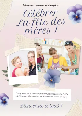 Flyer vintage rose pâle pour la fête des mères