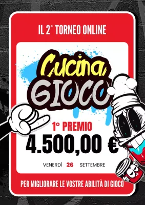 Promuovere una competizione di gioco kitsch in rosso e nero