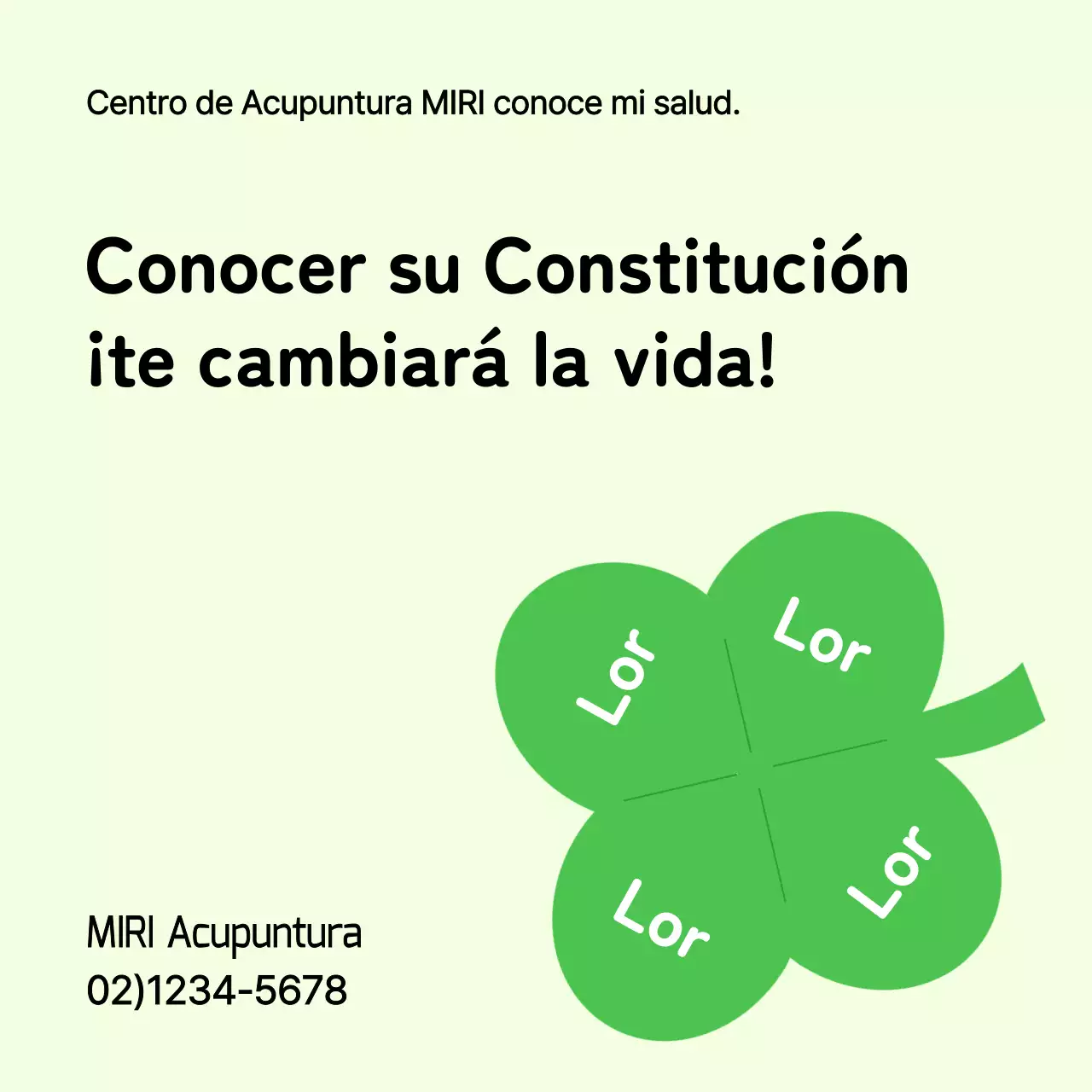 Un sencillo anuncio de una clínica oriental en chartreuse