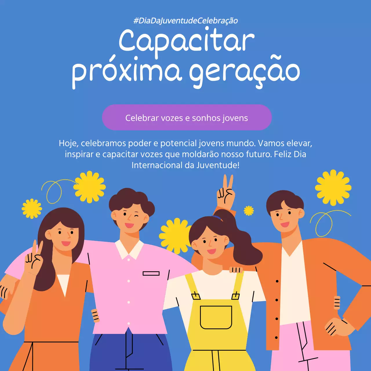 Azul e púrpura Publicidade da celebração do Dia da Juventude Moderna