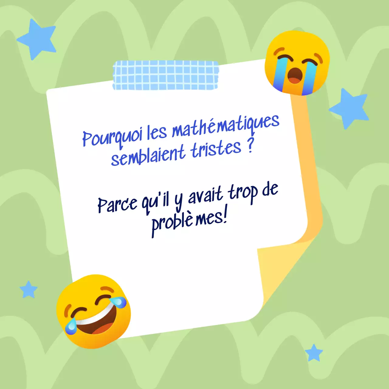 Poisson d'avril : note de blague en bleu, style gribouillis tendance