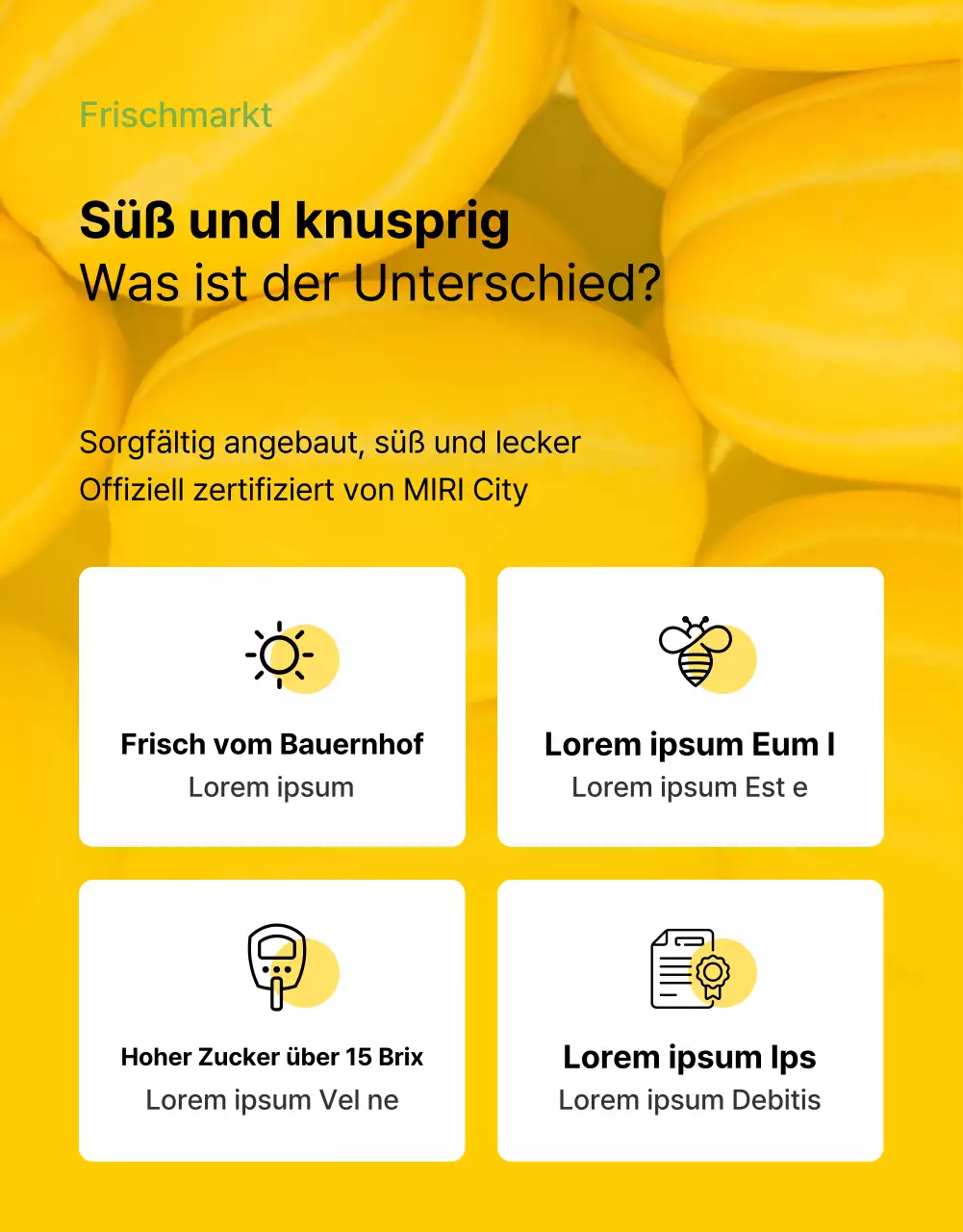 Förderung von gelben, einfachen Frischobstprodukten