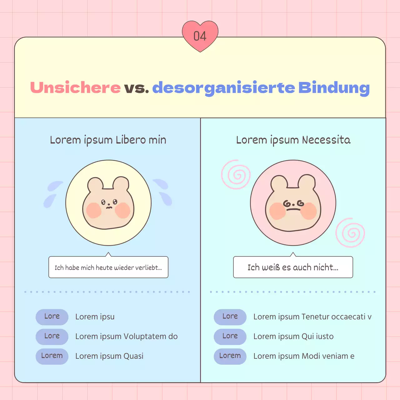 Ein Leitfaden für erwachsene Bindungsstile in Rosa und Hellblau