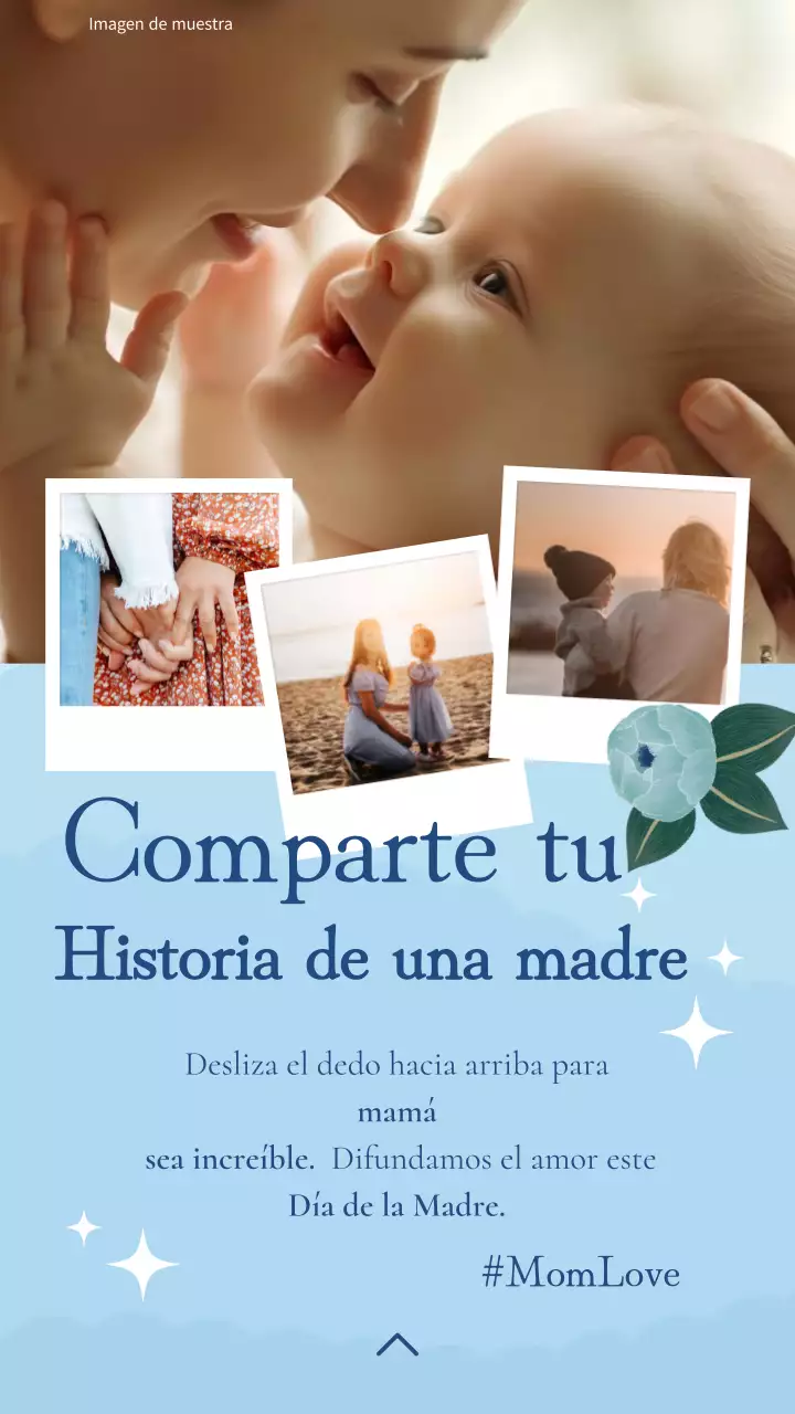 Anuncio sencillo en blanco y azul para celebrar el Día de la Madre