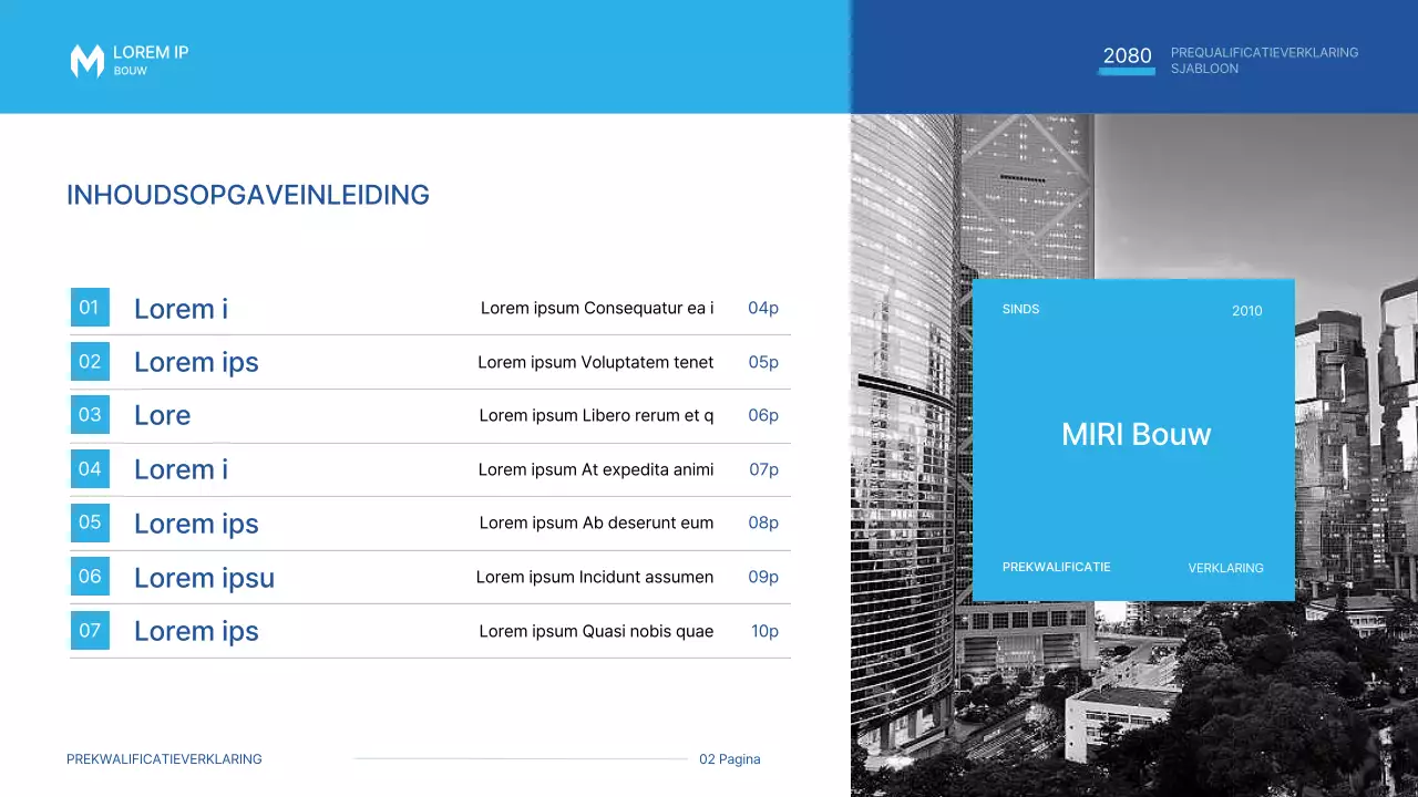 Een eenvoudig blauw en lichtblauw bouwuitnodigingsvoorstel