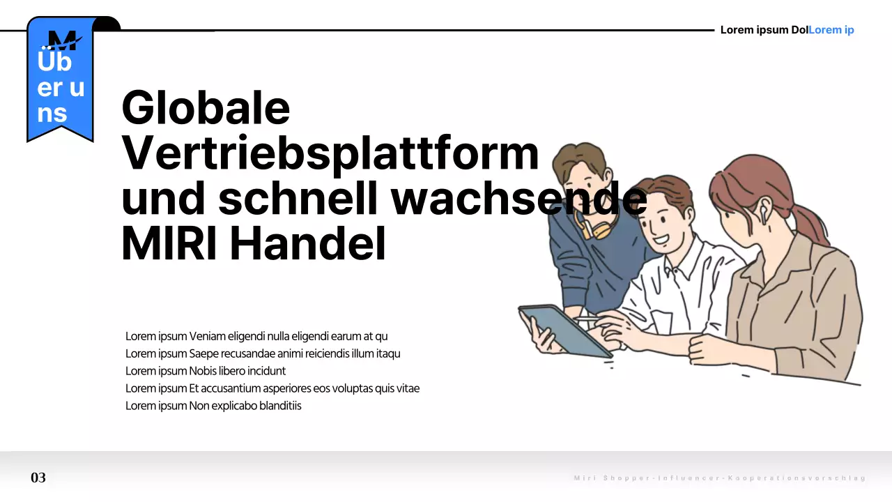 Pop-Art-Kooperationsvorschlag in Blau und Schwarz