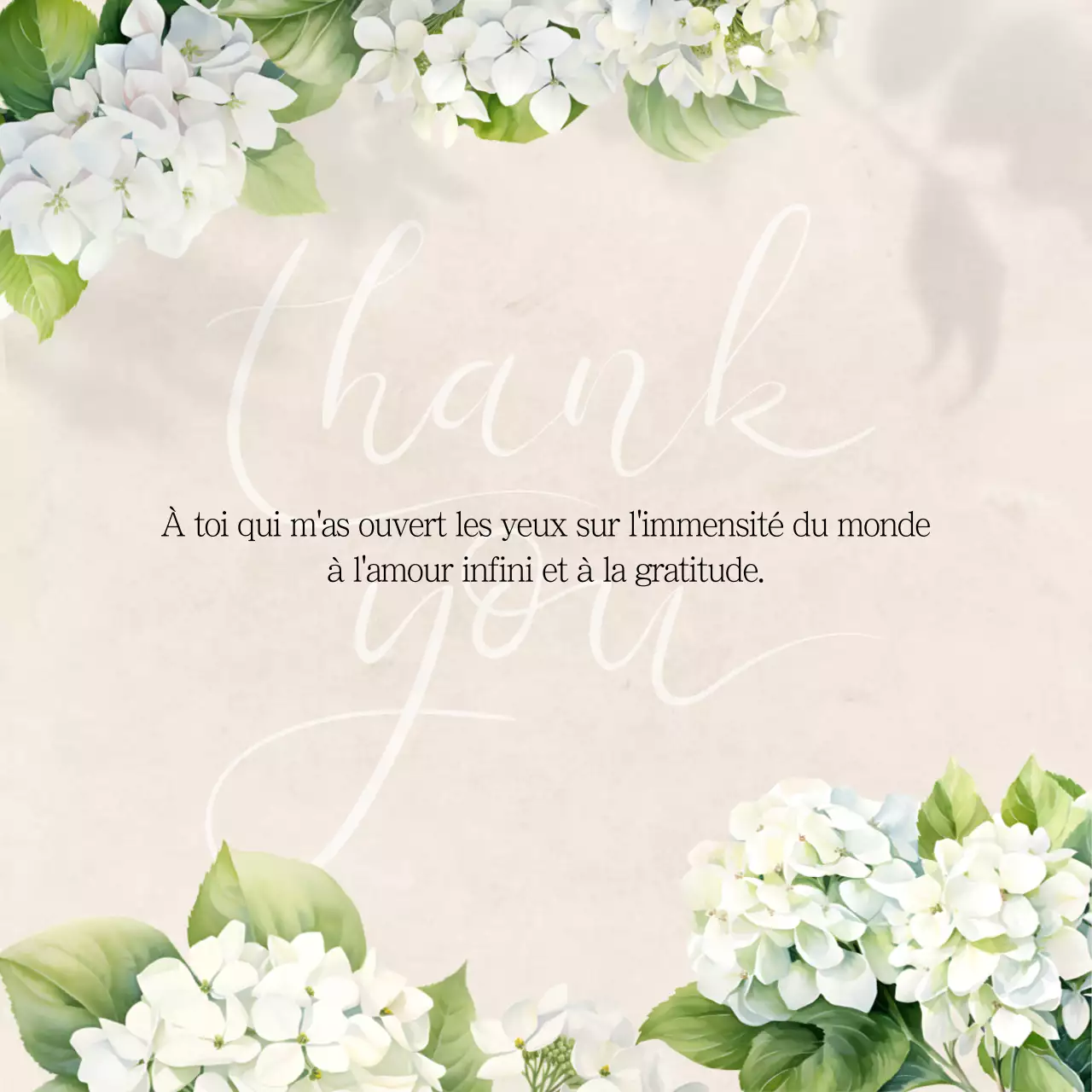 Un message sentimental de classe en beige et blanc