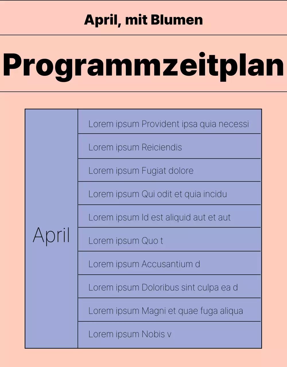 Schlichte lilafarbene und rosafarbene Programminformationen anzeigen