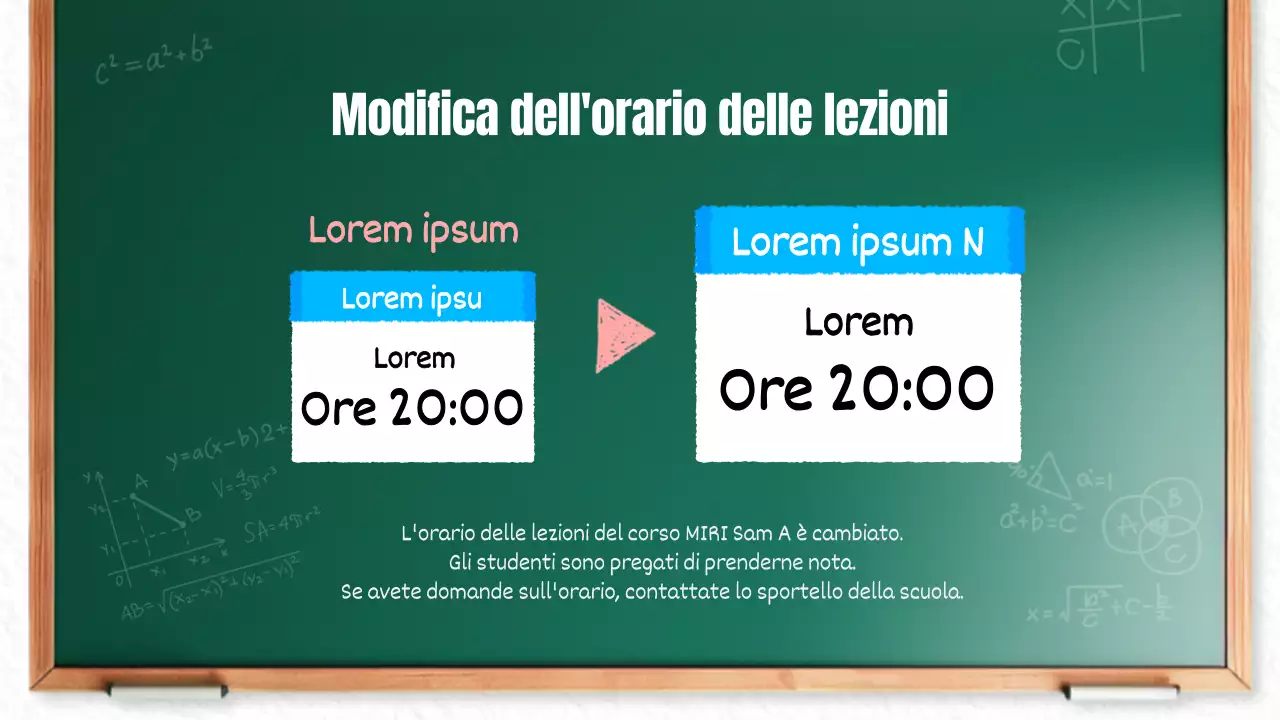 Un simpatico annuncio scolastico in bianco e verde