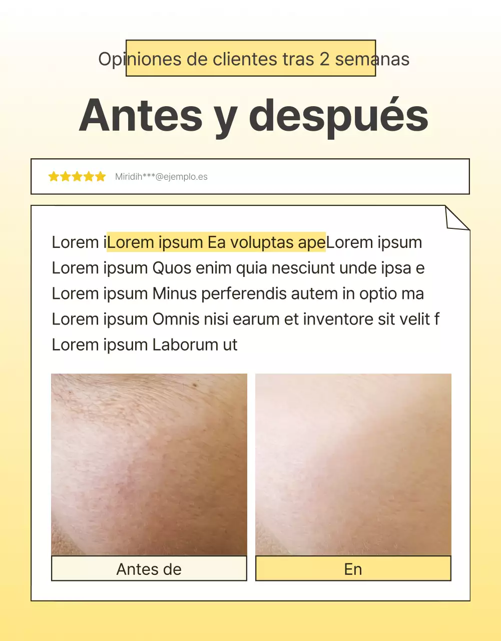 Promover cosméticos sencillos para el cuidado de la piel en amarillo y naranja