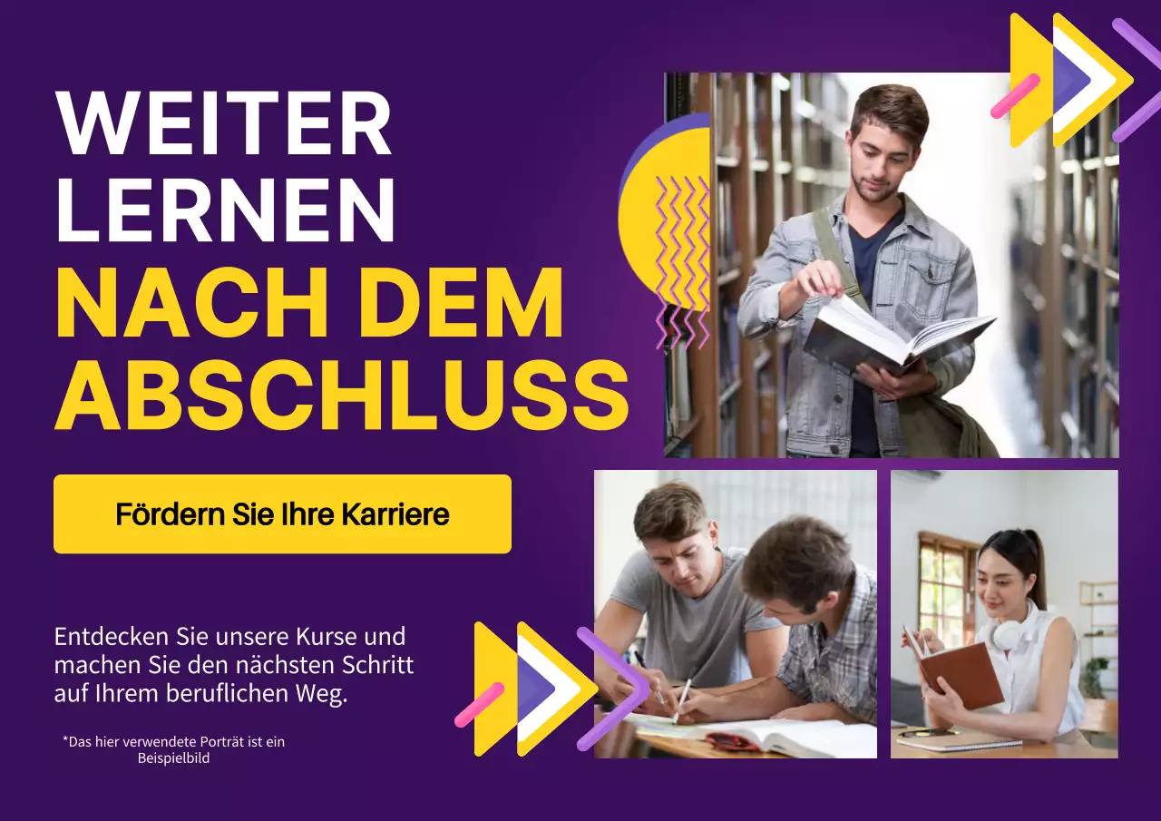 Violette und gelbe Modern Learning Kursanzeige