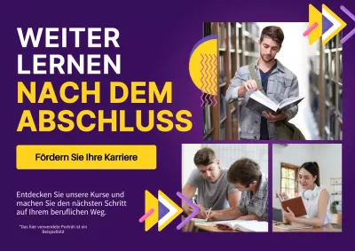 Violette und gelbe Modern Learning Kursanzeige