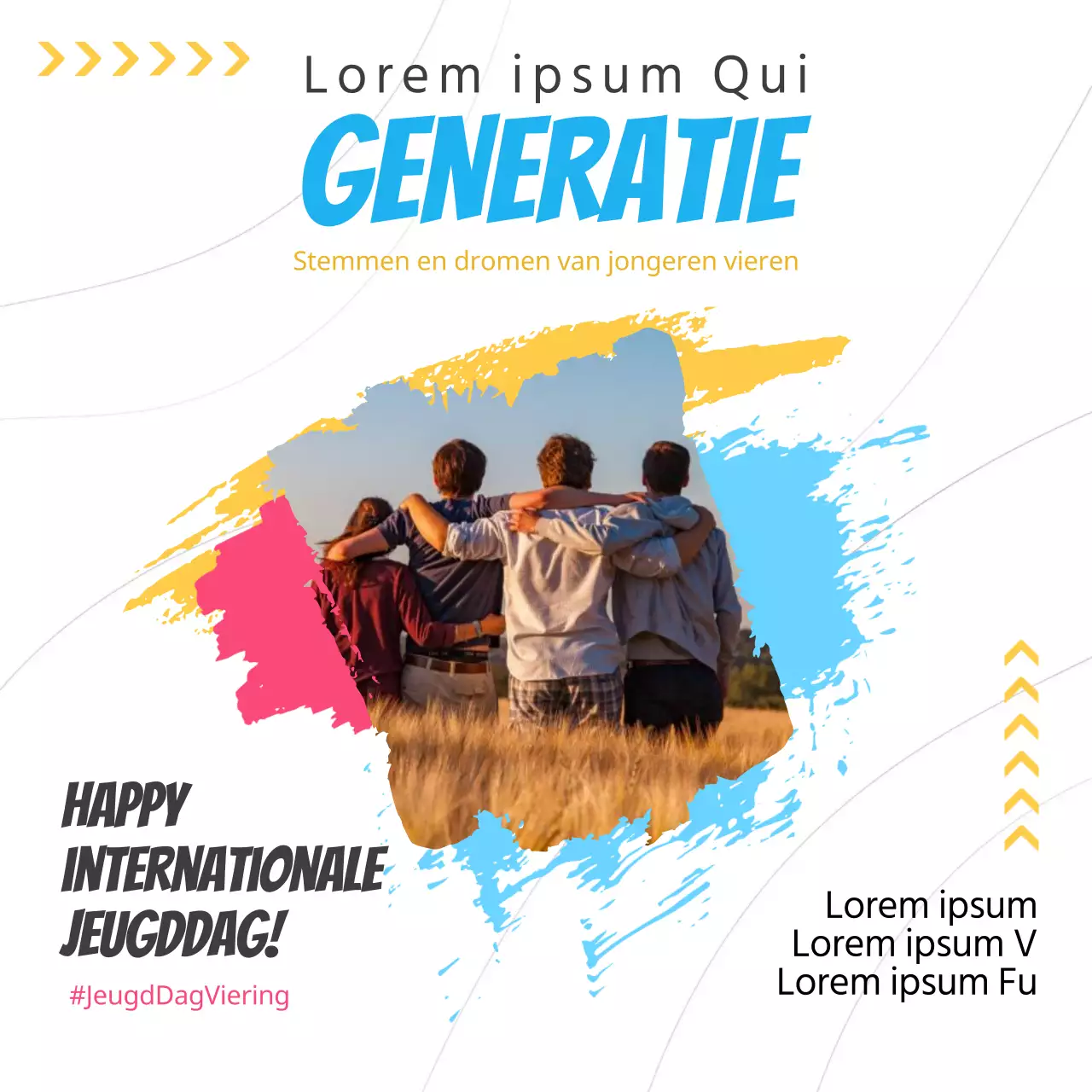 Wit en Hemelsblauw Trendy Jongerendag Viering Campagne