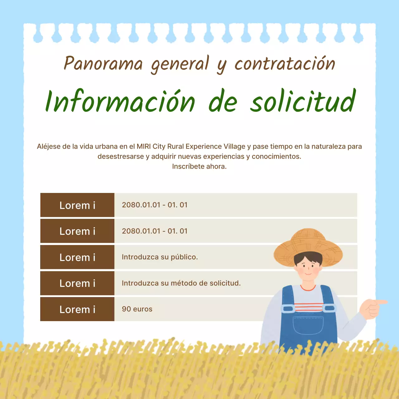 Promover experiencias rurales sencillas en azul claro