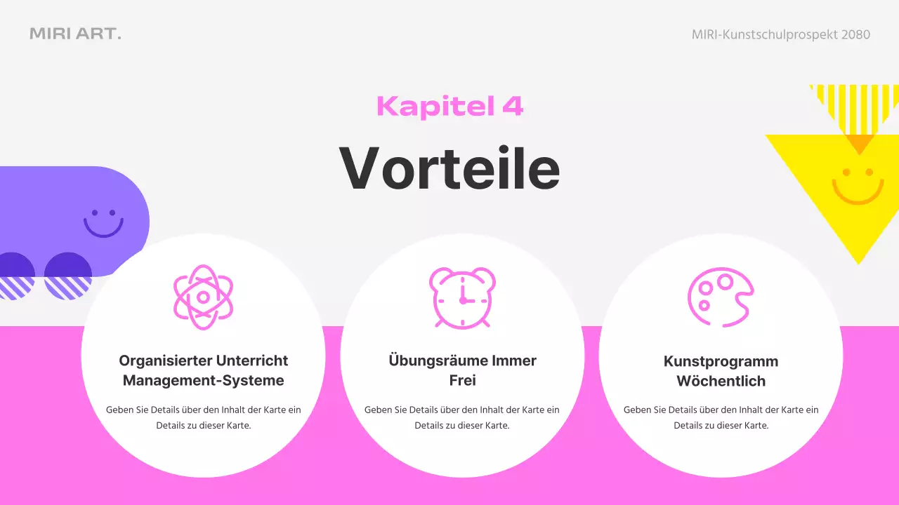 Einführung in die rosa und hellblaue Kunstschule