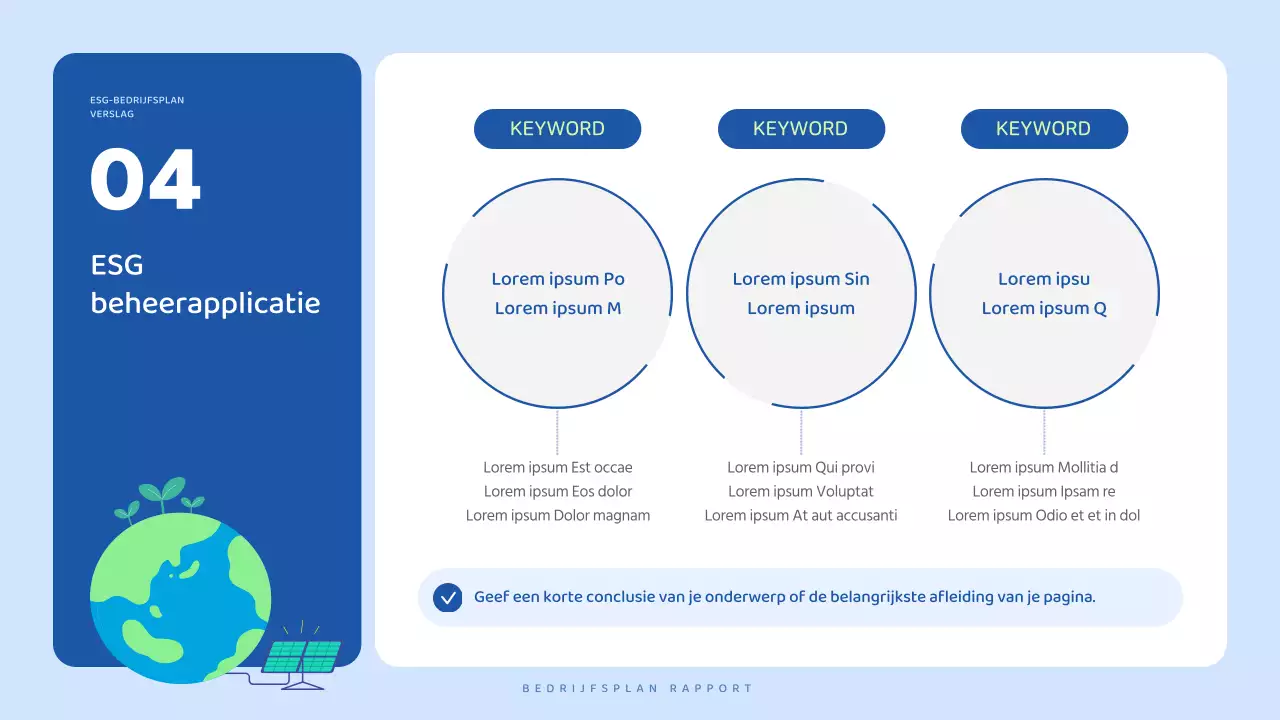 Een mooi, blauw en wit ESG-bedrijfsplan