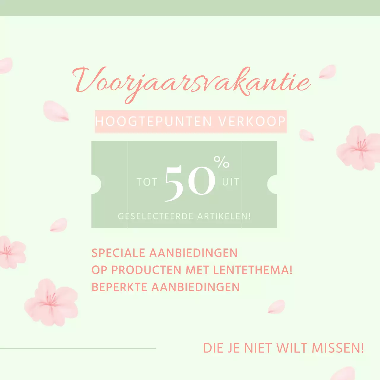 Groen en Roze Elegante Voorjaarsuitverkoop Promotie
