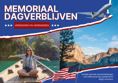 Blauw en Rood Moderne Reisbestemmingsadvertentie