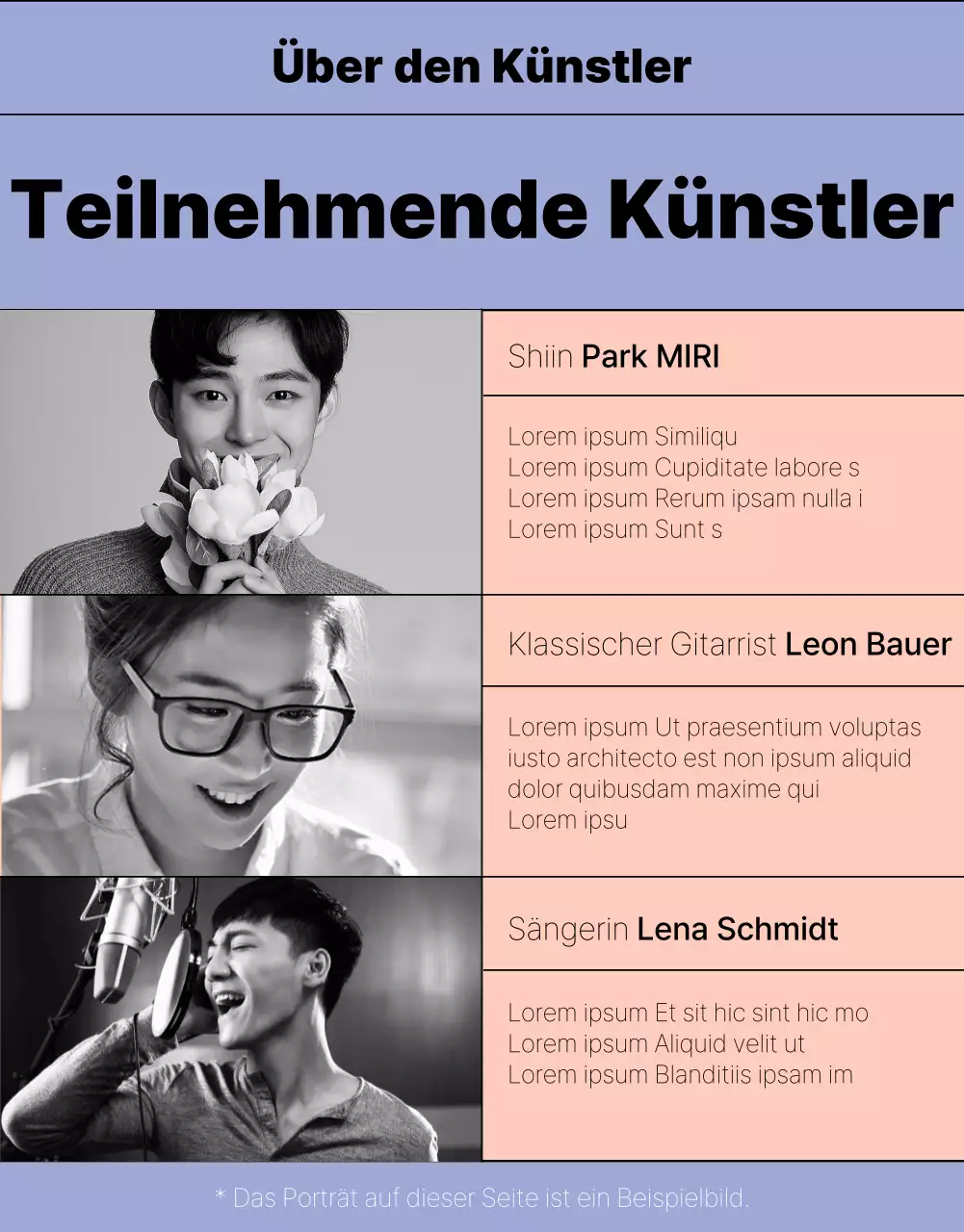 Schlichte lilafarbene und rosafarbene Programminformationen anzeigen