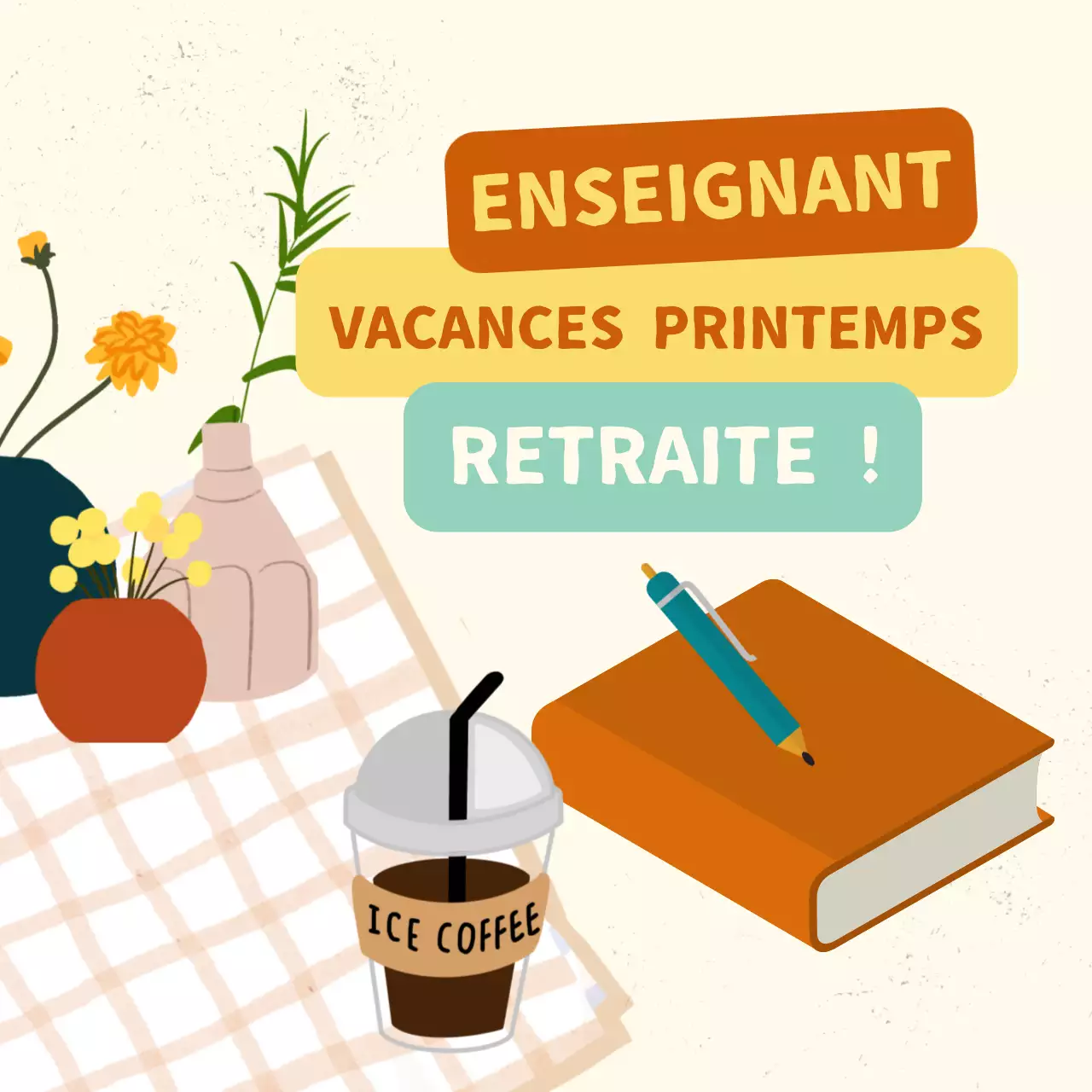 Jaune et orange Guide de l'enseignant moderne pour des vacances de printemps productives Introduction
