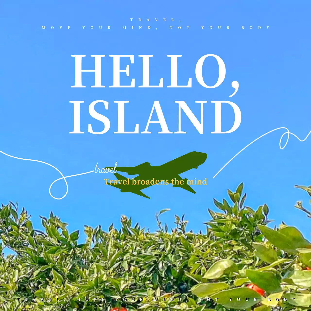 A simple blue and green Jeju travel ad