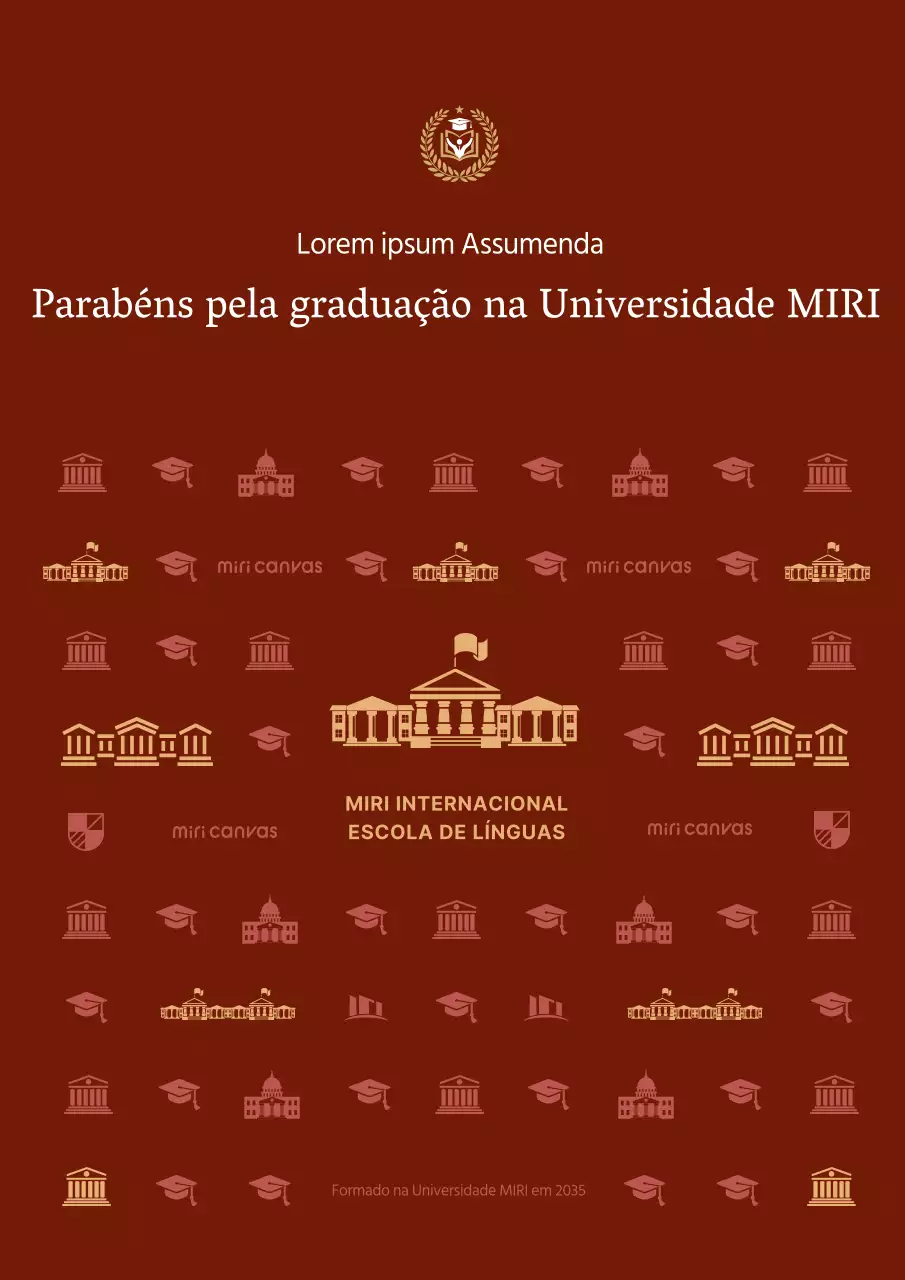 Design de zona de foto de cabine de fotos de celebração de graduação de escola secundária de universidade com padrão de ilustração de edifício de escola em fundo vermelho luxuoso