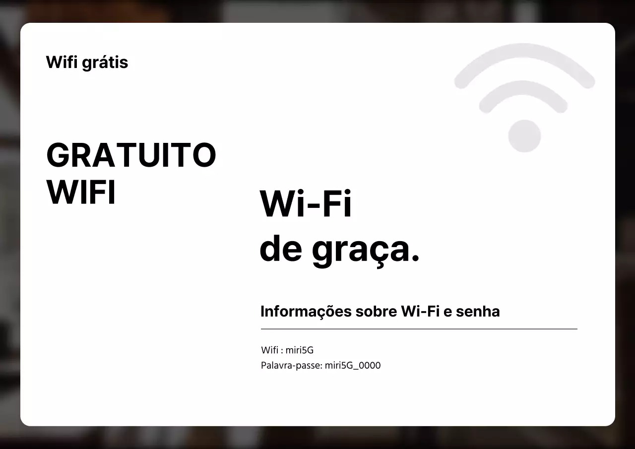 Preto e cinzento, informação wifi minimalista