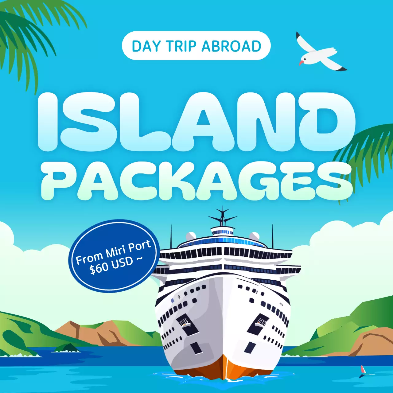 Blue Trendy Travel Promotion Social Media Post