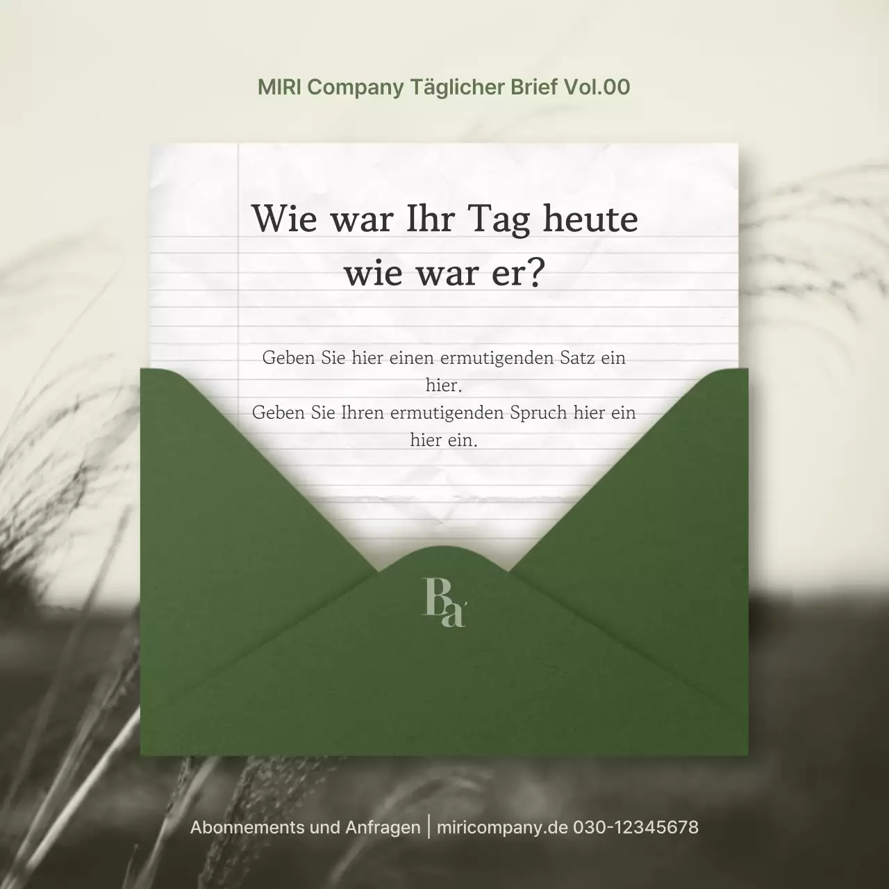 Schlichtes, sentimentales Briefpapier in Khaki