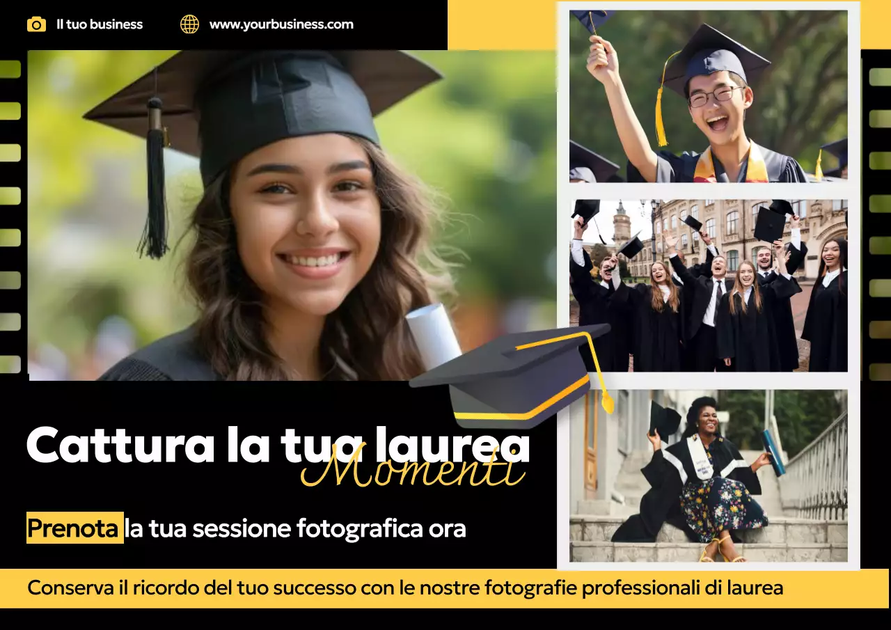 Giallo nero moderno Catturate i vostri momenti di laurea con una sessione fotografica
